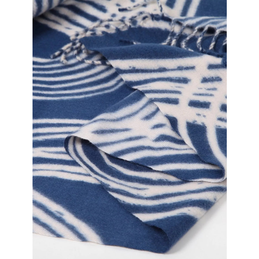 Geometric Patterned Fringe Scarf Apparel and Accessories