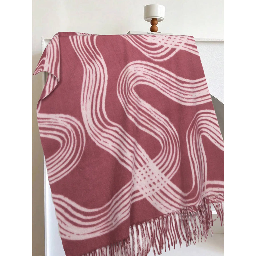 Geometric Patterned Fringe Scarf Apparel and Accessories