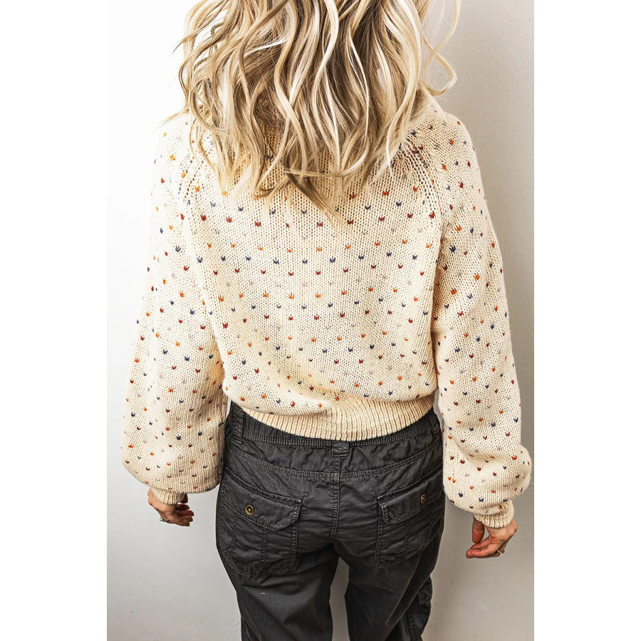 Geometric Print Button Front Long Sleeve Cardigan Beige / S Apparel and Accessories