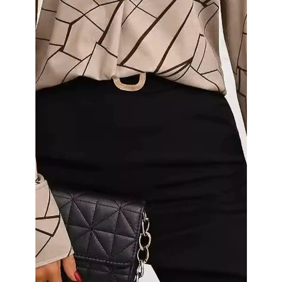 Geometric Print Long Sleeve Blouse Apparel and Accessories