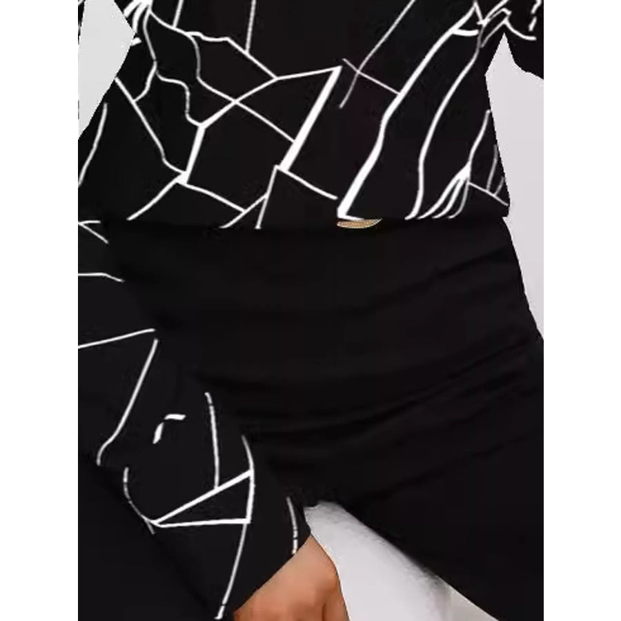 Geometric Print Long Sleeve Blouse Apparel and Accessories