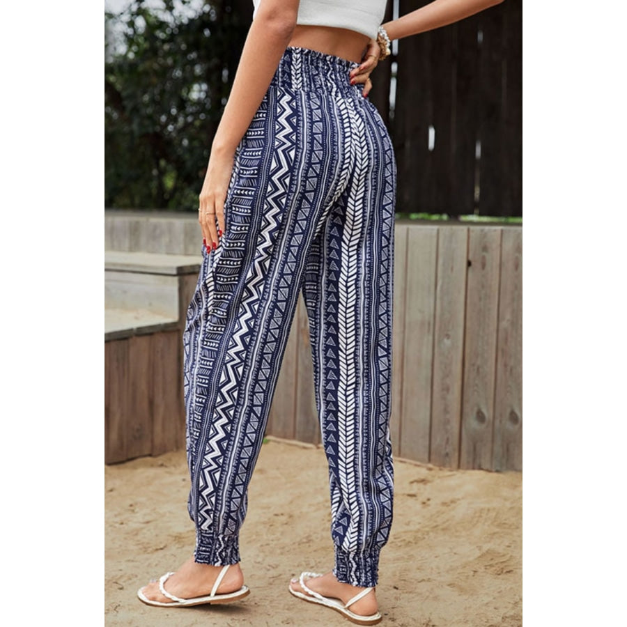 Geometric Print Tassel High-Rise Pants Dark Navy / S