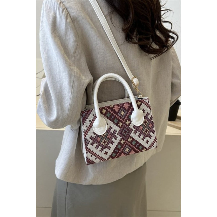 Geometric PU Leather Strap Handbag Apparel and Accessories