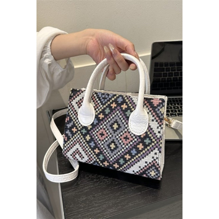 Geometric PU Leather Strap Handbag Apparel and Accessories