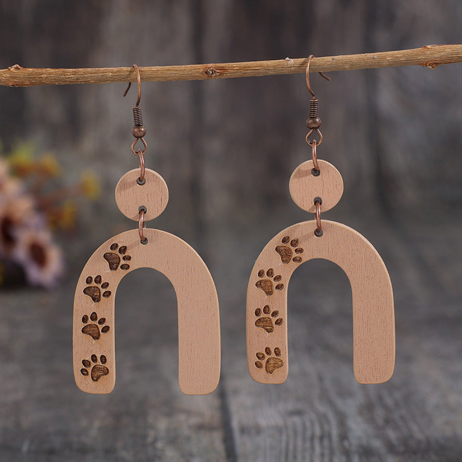 Geometric Shape Wooden Earrings Camel / One Size Apparel and Accessories