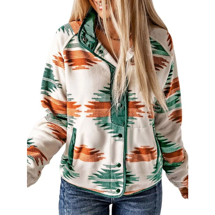 Geometric Snap Down Jacket Apparel and Accessories