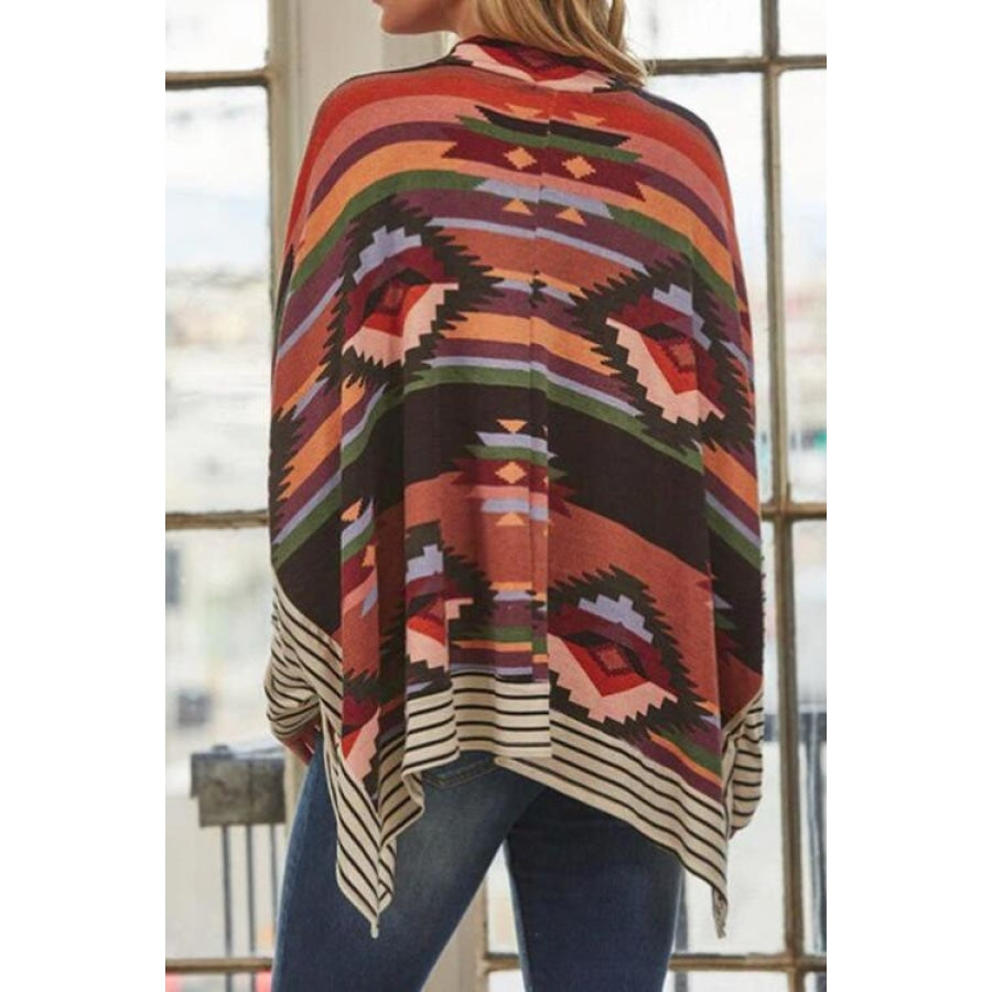 Geometric Striped Splicing Round Neck Blouse Multicolor / S Women’s Fashion Clothing