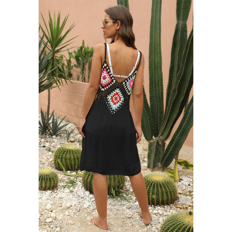 Geometric V - Neck Spaghetti Strap Cover Up Dress Apparel and Accessories