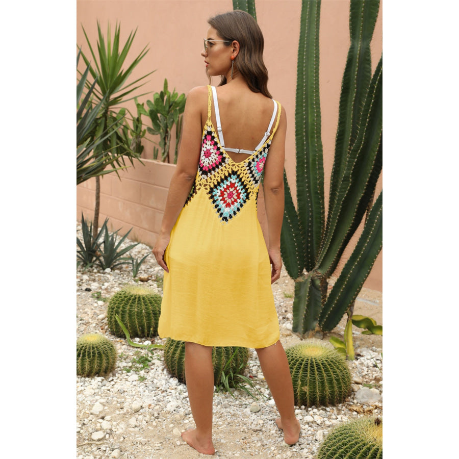 Geometric V - Neck Spaghetti Strap Cover Up Dress Apparel and Accessories