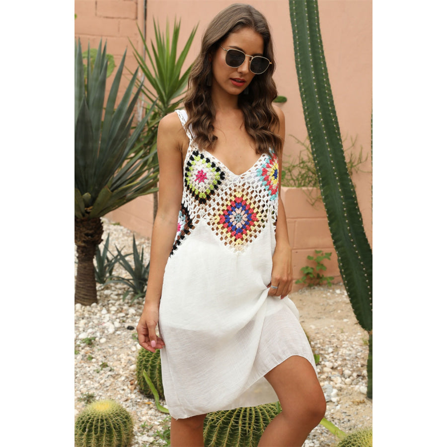 Geometric V - Neck Spaghetti Strap Cover Up Dress Apparel and Accessories