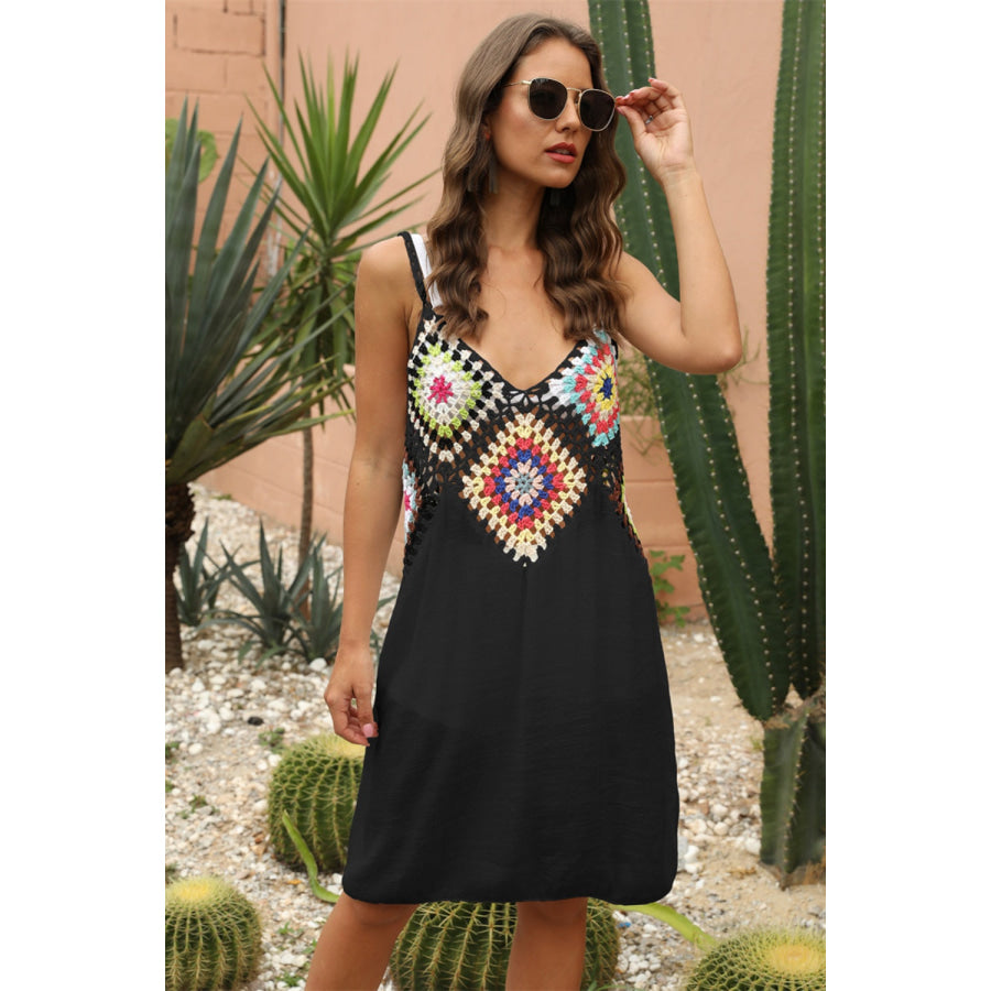 Geometric V - Neck Spaghetti Strap Cover Up Dress Apparel and Accessories