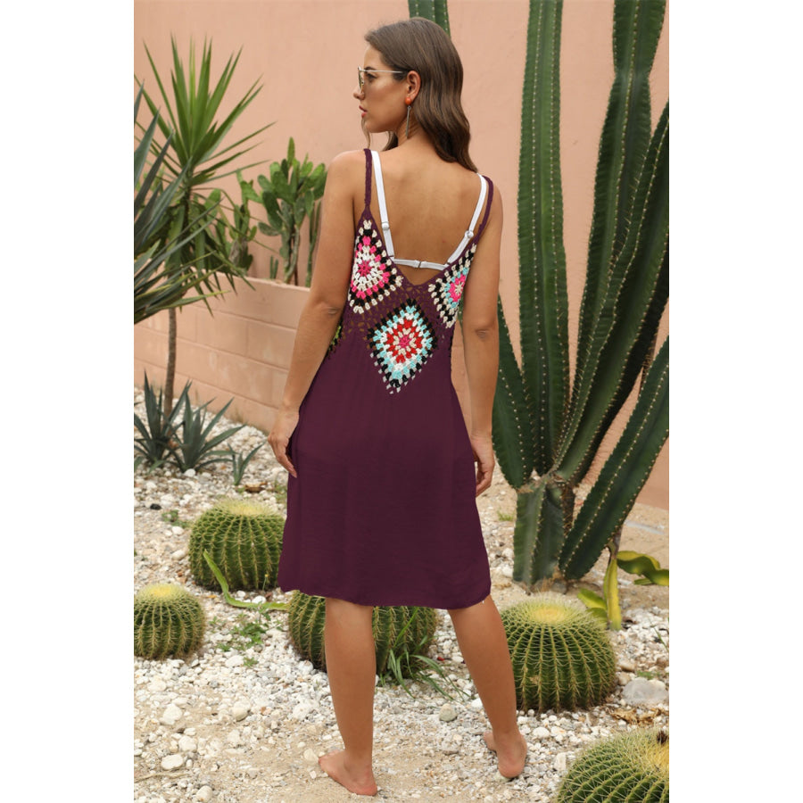 Geometric V - Neck Spaghetti Strap Cover Up Dress Apparel and Accessories