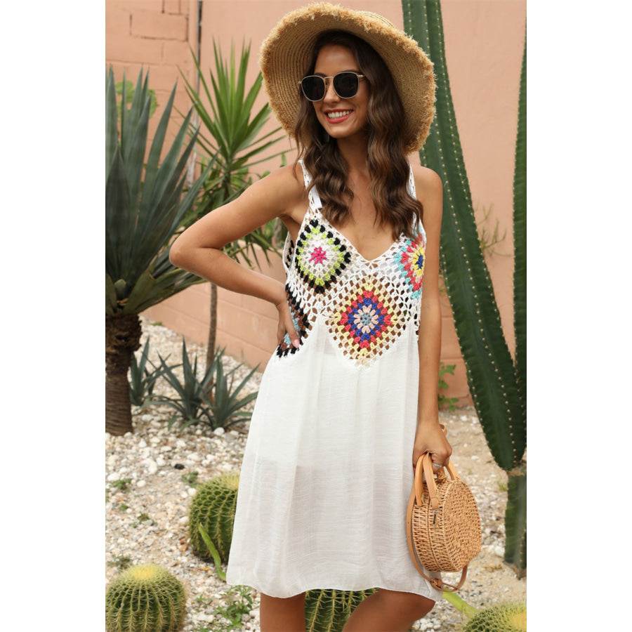 Geometric V - Neck Spaghetti Strap Cover Up Dress Apparel and Accessories