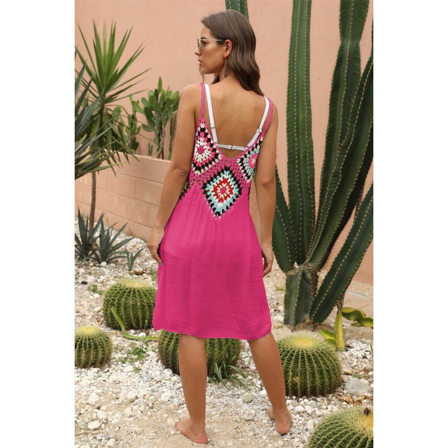 Geometric V - Neck Spaghetti Strap Cover Up Dress Apparel and Accessories