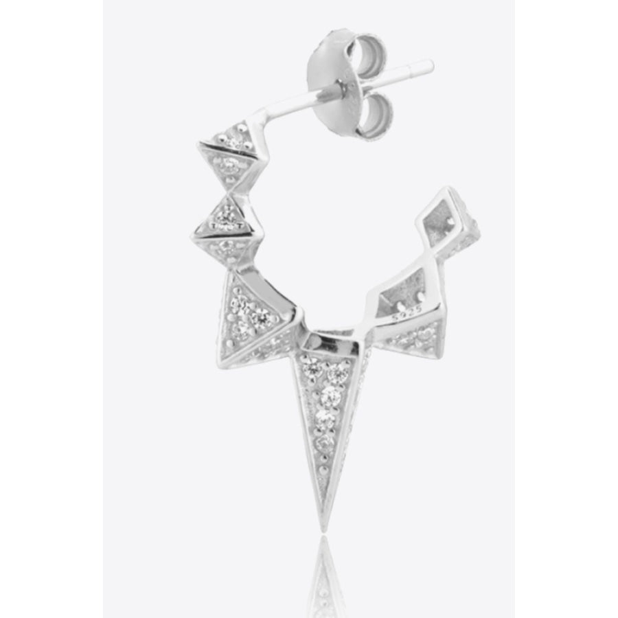 Geometric Zircon Decor 925 Sterling Silver Earrings