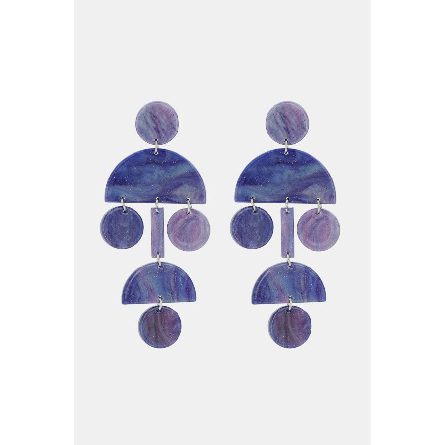 Geometrical Shape Acrylic Dangle Earrings Light Indigo / One Size