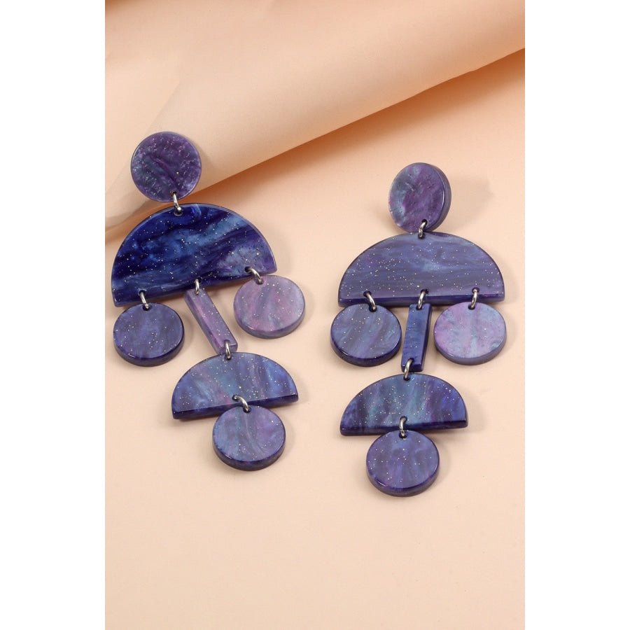 Geometrical Shape Acrylic Dangle Earrings Light Indigo / One Size