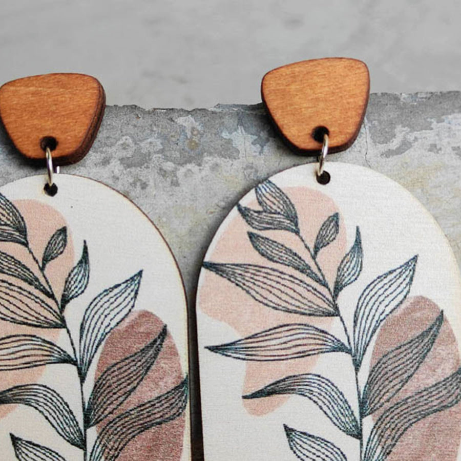 Geometrical Shape Wooden Drop Earrings Apparel and Accessories