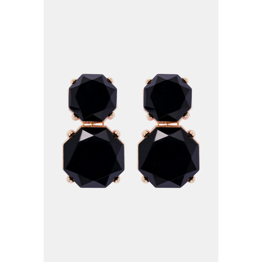 Geometrical Shape Zinc Alloy Frame Dangle Earrings Black / One Size