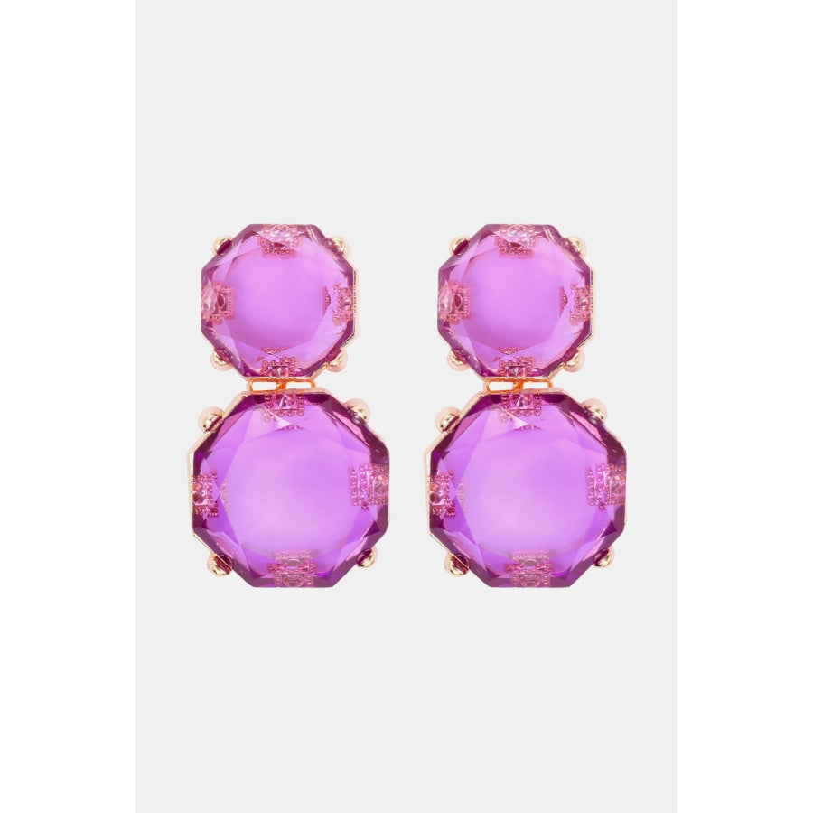 Geometrical Shape Zinc Alloy Frame Dangle Earrings Heliotrope Purple / One Size