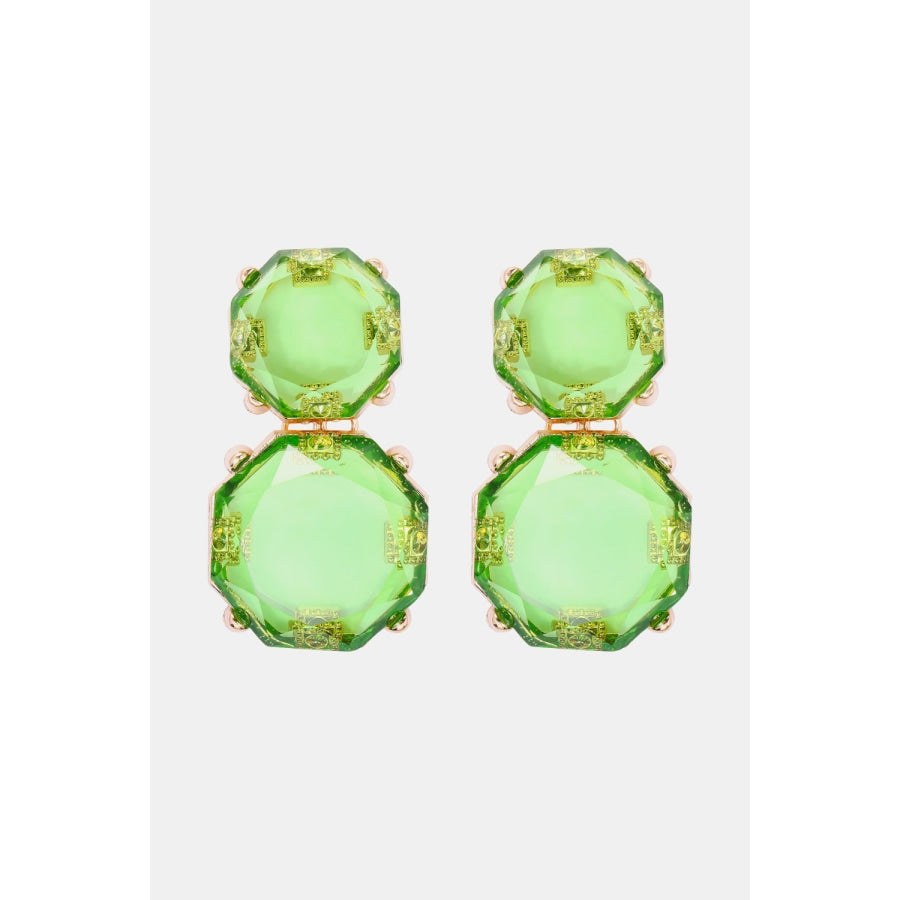 Geometrical Shape Zinc Alloy Frame Dangle Earrings Mint Green / One Size