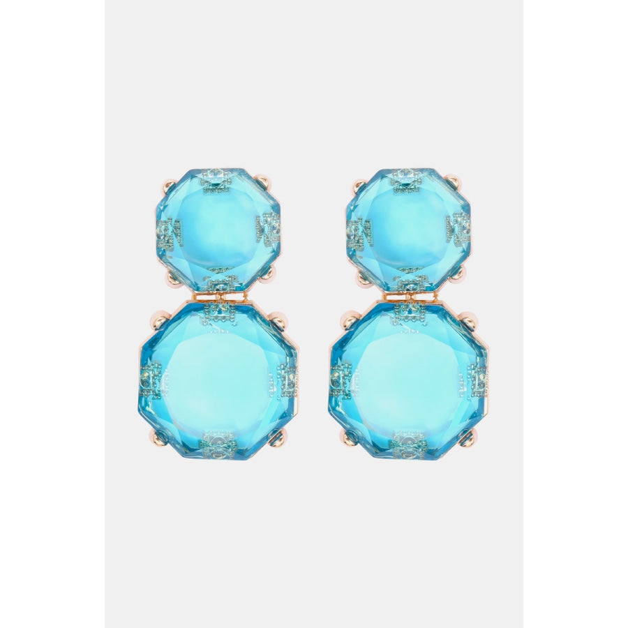 Geometrical Shape Zinc Alloy Frame Dangle Earrings Pastel Blue / One Size