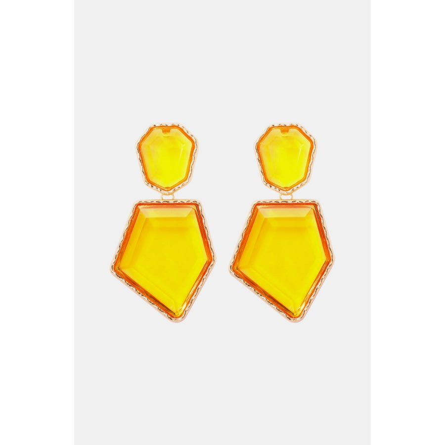 Geometrical Shape Zinc Alloy Frame Resin Dangle Earrings Banana Yellow / One Size