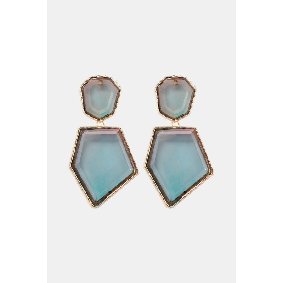 Geometrical Shape Zinc Alloy Frame Resin Dangle Earrings Charcoal / One Size