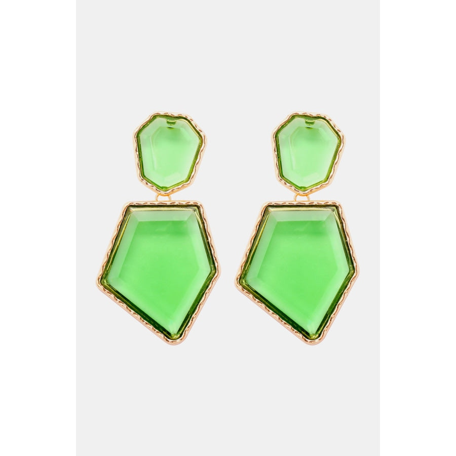 Geometrical Shape Zinc Alloy Frame Resin Dangle Earrings Mint Green / One Size