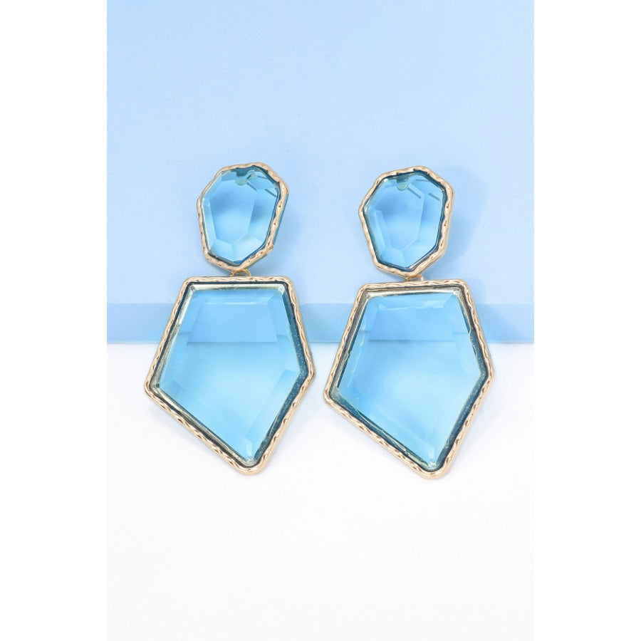 Geometrical Shape Zinc Alloy Frame Resin Dangle Earrings