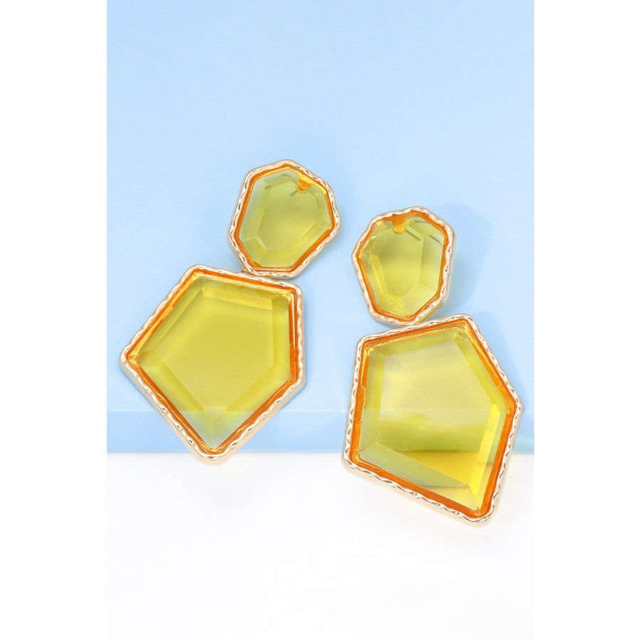 Geometrical Shape Zinc Alloy Frame Resin Dangle Earrings