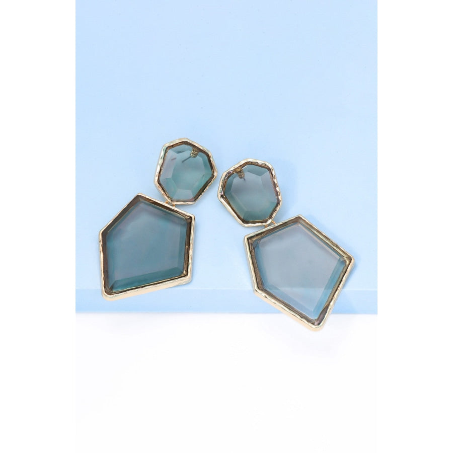 Geometrical Shape Zinc Alloy Frame Resin Dangle Earrings