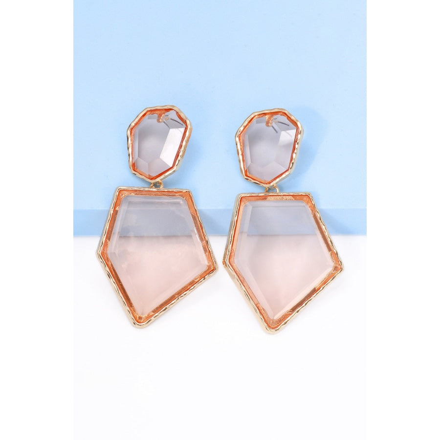 Geometrical Shape Zinc Alloy Frame Resin Dangle Earrings