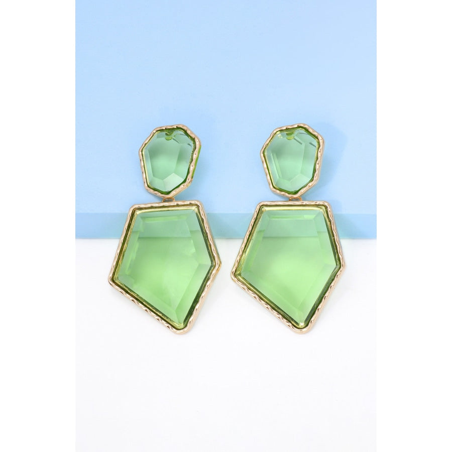 Geometrical Shape Zinc Alloy Frame Resin Dangle Earrings