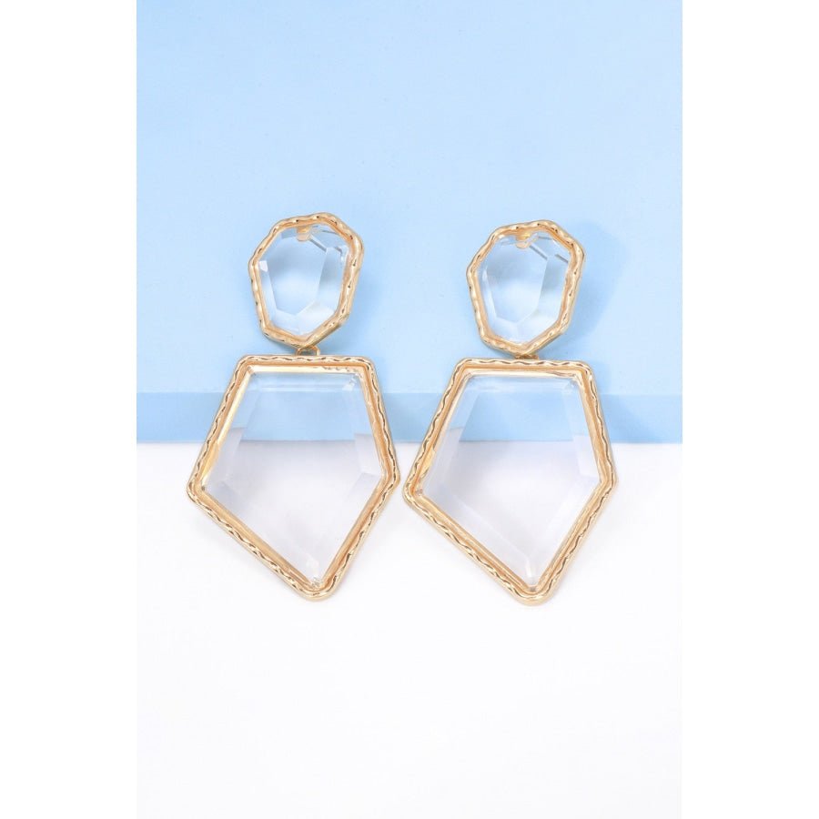 Geometrical Shape Zinc Alloy Frame Resin Dangle Earrings