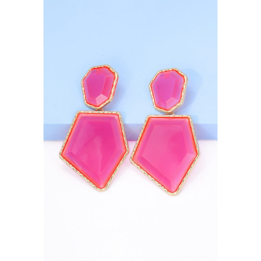 Geometrical Shape Zinc Alloy Frame Resin Dangle Earrings