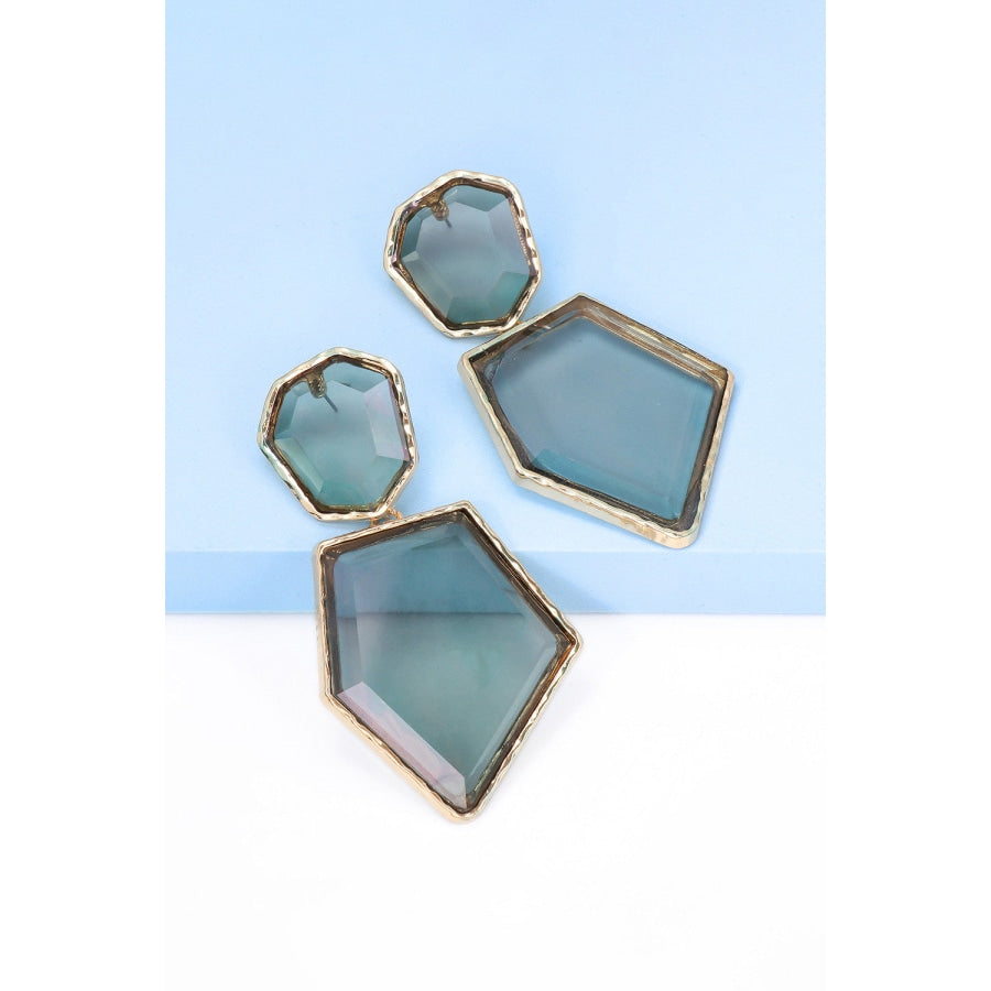 Geometrical Shape Zinc Alloy Frame Resin Dangle Earrings