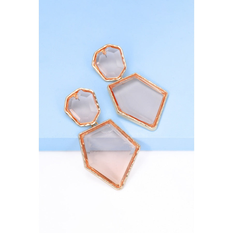 Geometrical Shape Zinc Alloy Frame Resin Dangle Earrings