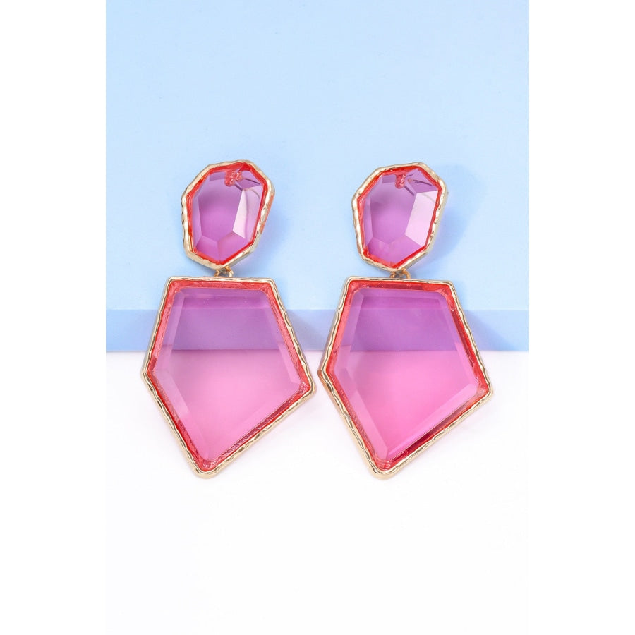 Geometrical Shape Zinc Alloy Frame Resin Dangle Earrings