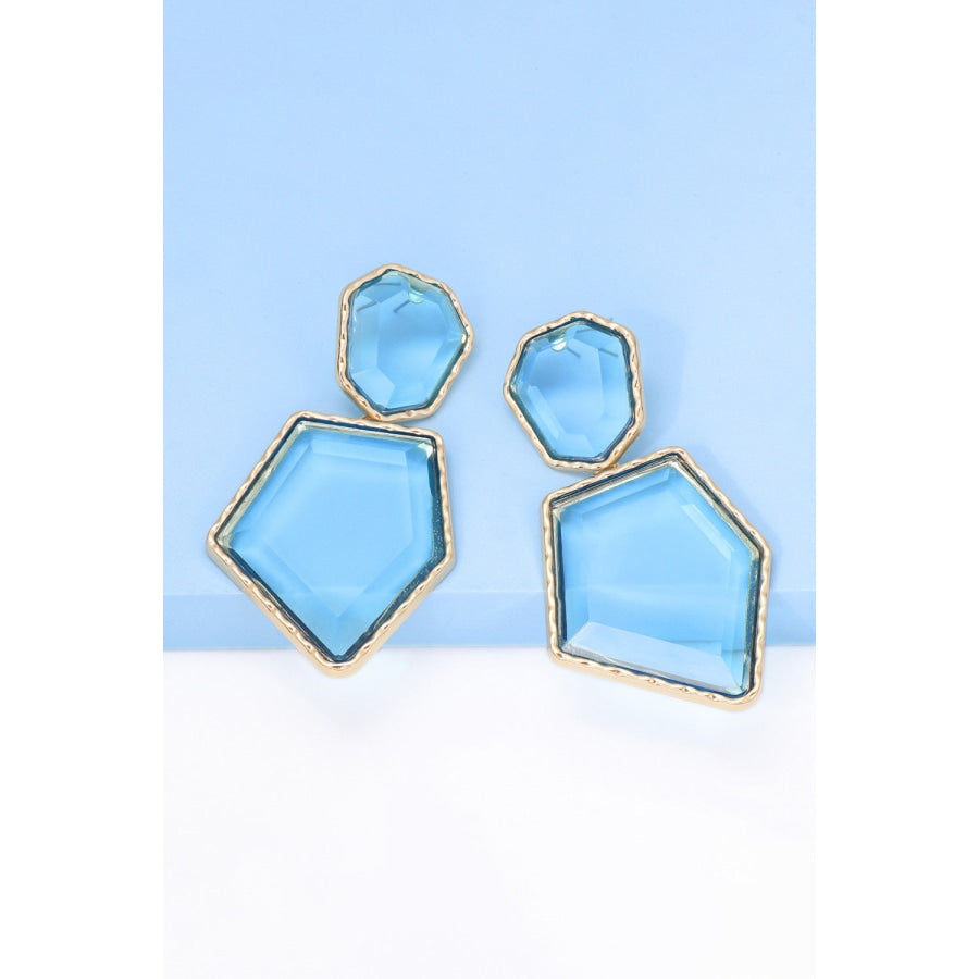 Geometrical Shape Zinc Alloy Frame Resin Dangle Earrings