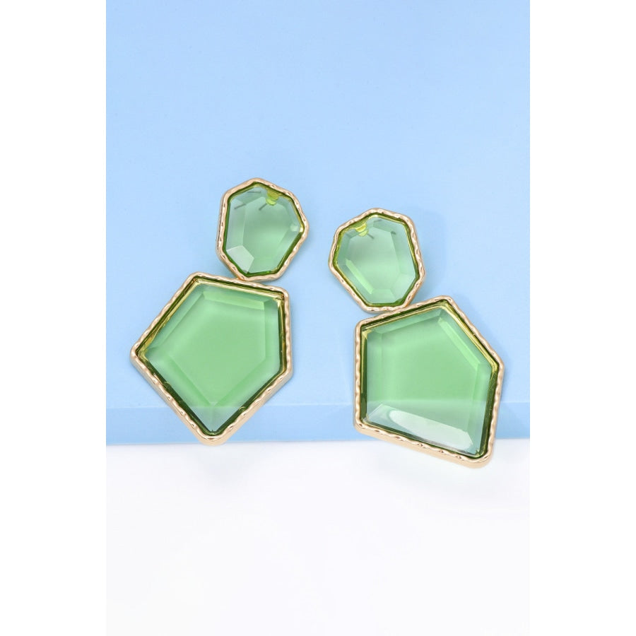 Geometrical Shape Zinc Alloy Frame Resin Dangle Earrings