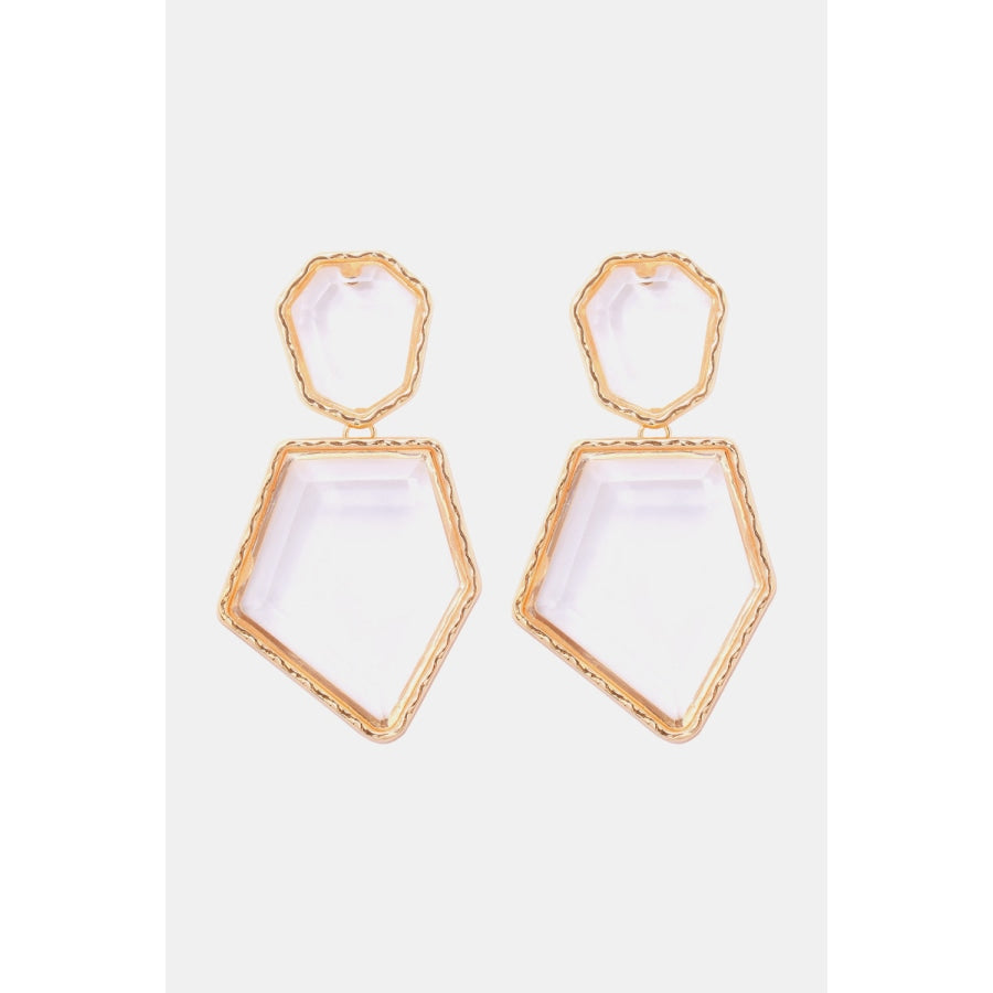 Geometrical Shape Zinc Alloy Frame Resin Dangle Earrings White / One Size