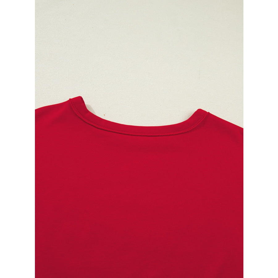 GEORGIE Letter Raw Seam Drop Shoulder Loose Tee Apparel and Accessories