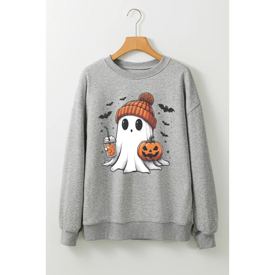 Ghost Round Neck Long Sleeve Sweatshirt Apparel and Accessories