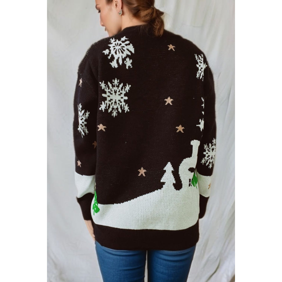 Gingersnap Round Neck Long Sleeve Sweater Apparel and Accessories