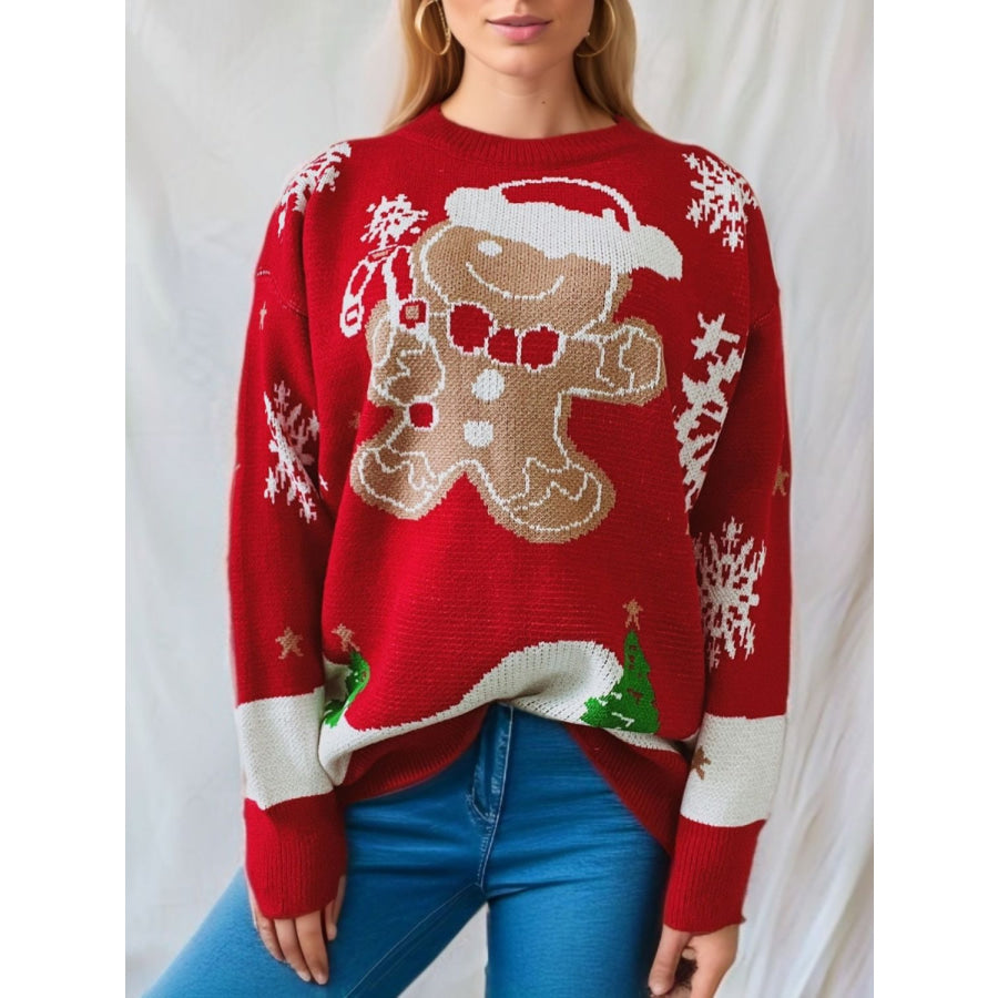 Gingersnap Round Neck Long Sleeve Sweater Apparel and Accessories