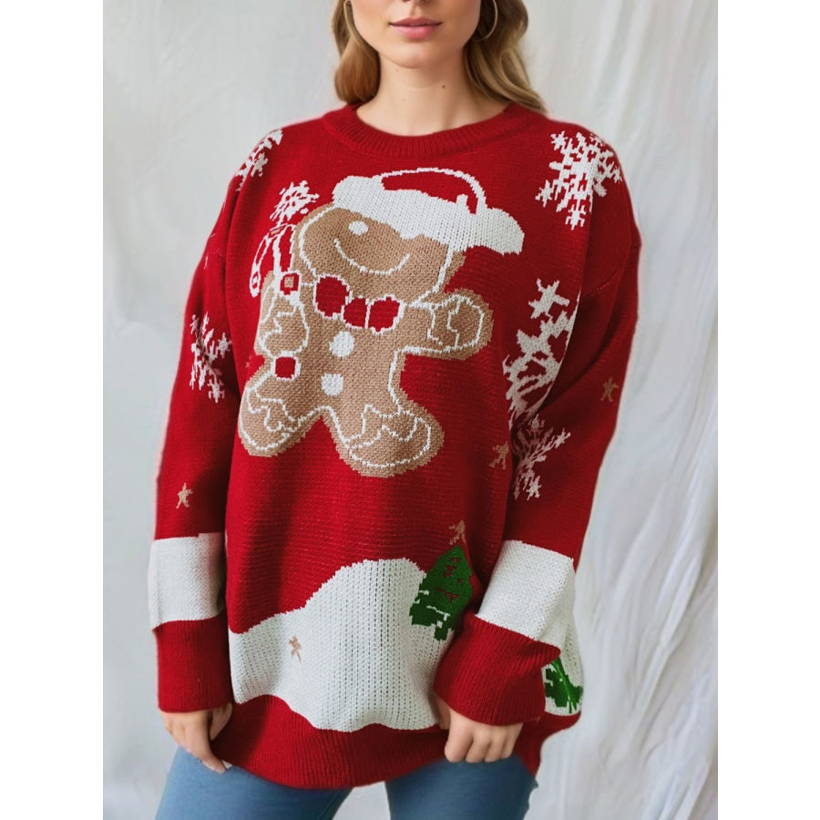 Gingersnap Round Neck Long Sleeve Sweater Apparel and Accessories