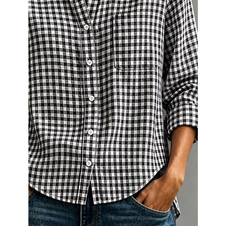 Gingham Button-Down Long Sleeve Shirt Apparel and Accessories