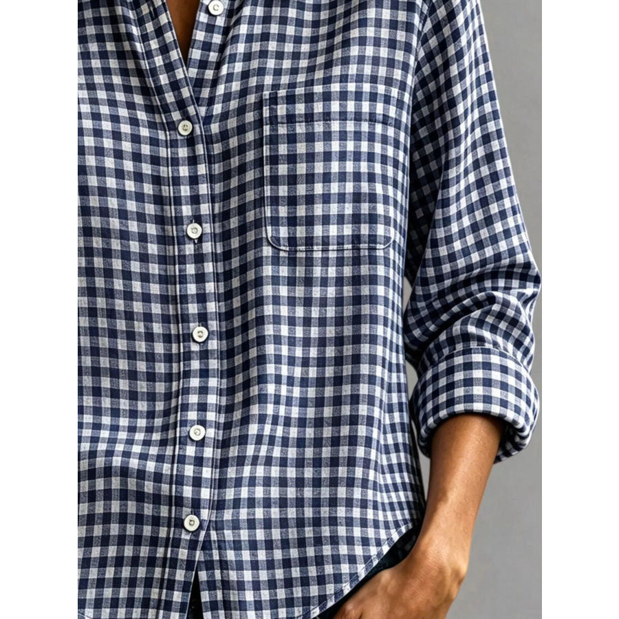 Gingham Button-Down Long Sleeve Shirt Apparel and Accessories