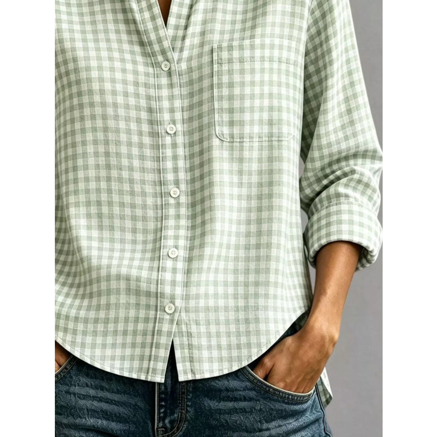 Gingham Button-Down Long Sleeve Shirt Apparel and Accessories
